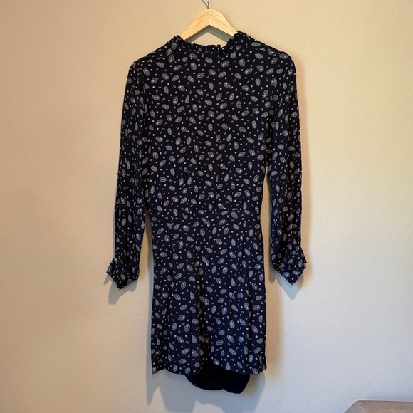SEZANE Capri Floral Long Sleeve Wrap Mini Dress in Bandana Blue sz US 8 / FR 40 - Picture 8 of 16